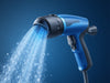 Create an image of "TurboSpray Nozzle Max", a sleek, powerful, water-efficient, high-performance plumbing tool in action., vector, best quality, masterpiece