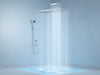 AquaSpa Shower Column Deluxe, luxurious spa, adjustable height, chrome finish, modern shower, multiple sprays., vector, best quality, masterpiece