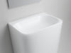 Create a "Modern Minimalist Pedestal Sink" image with sleek lines, white finish, and contemporary elegance., vector, best quality, masterpiece