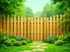 "Create an image of 'Picket Appeal: Eye-Catching Fence Pickets' enhancing a charming, secure garden landscape.", vector, best quality, masterpiece