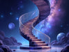 "Galactic Spiral Stepper: modern, elegant staircase design, gracefully curved treads, premium materials, artistic centerpiece.", vector, best quality, masterpiece