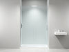 "VistaSwing Hinged Shower Door: elegant, durable, crystal-clear glass, modern sophistication, spacious, precision-engineered, bathroom upgrade.", vector, best quality, masterpiece