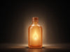 "Translucent Kerosene bottle glowing softly, displaying crystal-clear liquid with bright, clean-burning flame effect.", vector, best quality, masterpiece