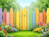 "Create a vibrant outdoor scene featuring Picket Delight: colorful, durable fence pickets enlivening a garden.", vector, best quality, masterpiece