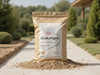 "Ultra-Blend Concrete Mix bag on construction site with driveway and patio; reliable, durable, strong results", vector, best quality, masterpiece