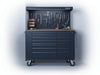 "ToolTitan Rolling Storage Solution, heavy-duty steel tool cabinet, spacious drawers, sleek, efficient workspace.", vector, best quality, masterpiece