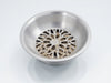 Create a realistic image of UltimateGuard Drain Strainer: sleek, stainless steel strainer with captured debris., vector, best quality, masterpiece