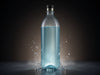 Create a hyper-realistic image of AquaGlow Kerosene bottle, crystal-clear liquid, glowing ambiance, efficient heating., vector, best quality, masterpiece