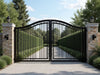 "Ironclad Driveway Prestige Gate, durable steel, modern design, security, sophistication, exquisite finish, curb appeal.", vector, best quality, masterpiece