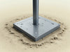 "Solid Ground Post Base Plate, construction, stability, durability, robust, secure, weatherproof, heavy loads, versatile, foundation", vector, best quality, masterpiece