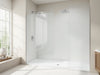 "Luxurious bathroom retreat with CrystalClear Shower Enclosure Panels: modern, sleek, durable, light-enhancing, seamless design.", vector, best quality, masterpiece