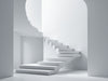 Create a stunning image of "Ethereal Ascent: The Sleek Floating Staircase" with modern minimalist design elegance., vector, best quality, masterpiece