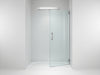 PristineGlide Pivot Shower Door: modern sophistication, seamless style, crystal-clear glass, sleek design, enhanced bathroom., vector, best quality, masterpiece