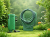 "Outdoor garden scene with Hose Buddy Storage Hook, neatly coiled hose, sleek design, tidy space.", vector, best quality, masterpiece