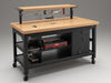 "Create a detailed image of TitanBench Pro Stationary Work Bench showcasing durability, storage, and ergonomic design.", vector, best quality, masterpiece