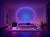 "IillumiConnect Smart Lighting System: Modern home interior, vibrant lights, smartphone control, voice commands, futuristic ambiance.", vector, best quality, masterpiece