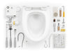 "QuickFix Toilet Repair Bundle: DIY kit with tools, durable components, easy instructions, efficient results, reliable.", vector, best quality, masterpiece