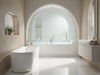 "PureCascade Bathroom Suite: elegant, serene, contemporary, tranquil spa experience, gentle curves, luxury design, home oasis.", vector, best quality, masterpiece