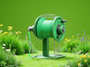 Create an elegant garden scene featuring the SwiftWind Hose Reel Keeper, showcasing sleek design and effortless use., vector, best quality, masterpiece