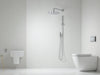 Create a luxurious bathroom scene featuring the Nimbus Easy-Adjust Shower Arm, highlighting sleek design and functionality., vector, best quality, masterpiece