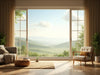 "Serenity Scene Picture Windows: panoramic view, natural light, energy-efficient, elegant home, tranquil, scenic beauty.", vector, best quality, masterpiece