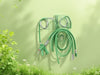 "Create an elegant garden scene featuring FlexiHose Wall Hook holding a neatly coiled garden hose.", vector, best quality, masterpiece