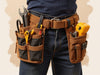 Create an image of the "PowerCarry Electrician's Tool Belt": durable, ergonomic, multiple pockets, lightweight, professional., vector, best quality, masterpiece