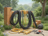 Create an image of 'AmpMaster: Heavy-Duty Extension Cord Reinforcers' showcasing durability, cord protection, and efficiency outdoors., vector, best quality, masterpiece