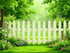 "Create an elegant garden scene showcasing Picket Charm: Stylish Fence Pickets, blending beauty and durability.", vector, best quality, masterpiece