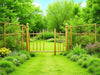 "Create a serene garden oasis with Rustic Retreat Border Fencing: elegant, rustic charm, weather-resistant.", vector, best quality, masterpiece