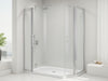 "LuxeCurves Pivot Shower Door: modern design, sleek minimalist frame, luxury and functionality, spa-like experience.", vector, best quality, masterpiece