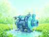 "Illustrate the MegaFlow Booster Pump: advanced, powerful water flow, irrigation system, lush landscape, reliable performance.", vector, best quality, masterpiece