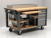 "RoverRoll Portable Workbench, versatile mobile design, durable surface, built-in storage, sturdy wheels, organized productivity", vector, best quality, masterpiece