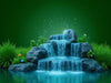 "CrystalCascade Pond Pump: Lush garden oasis, vibrant waterfall, efficient flow, durable, crystal-clear water scene.", vector, best quality, masterpiece