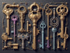 "KeyMaster: Vibrant key blanks collection, locksmith tools, secure solutions, personalized access, premium quality, unlocking possibilities.", vector, best quality, masterpiece