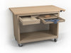 "VersaCraft Rolling Workbench: versatile, mobile workspace with durable top, ample storage, heavy-duty wheels.", vector, best quality, masterpiece