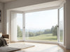 Create an image featuring OpenAir Casement Windows, highlighting seamless ventilation, sleek design, and stunning views., vector, best quality, masterpiece