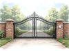 "Fortress GateDriveway Barrier: Elegant steel driveway gate, blend of strength, style, security, curb appeal.", vector, best quality, masterpiece