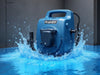 "Create a dynamic image of the DrainEagle Power Pump swiftly removing water from a flooded basement.", vector, best quality, masterpiece