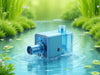 "AquaJoy Pond Pump creating serene, vibrant aquatic environment with crystal-clear water and tranquil landscape.", vector, best quality, masterpiece