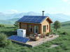 "Solar Haven Off-Grid Energy System 500W powering cabin with solar panels, inverter, and accessories.", vector, best quality, masterpiece