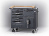 "SteelRider Mobile Tool Station: Durable, sleek rolling cabinet with drawers, secure locks, and swivel casters.", vector, best quality, masterpiece