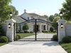 "GuardianGate Driveway Entrance: elegant gate, robust security, stylish design, premium materials, residential driveway enhancement.", vector, best quality, masterpiece