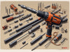 "Create an image of 'Extend-a-Bit' drill extension set showcasing versatility, durability, precision, and ease.", vector, best quality, masterpiece